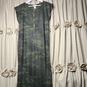 NWOT Ribbed Camo Maxi Dress w/ Slits on Both Sides
